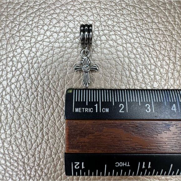 Helzberg Diamonds - Sterling Silver 925 Cross with Rhinestone Charm - Picture 2 of 2